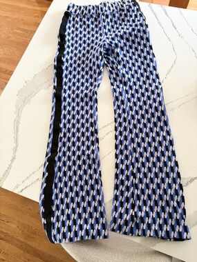 Maeve Blue, Black & White Geometric Knit Pants